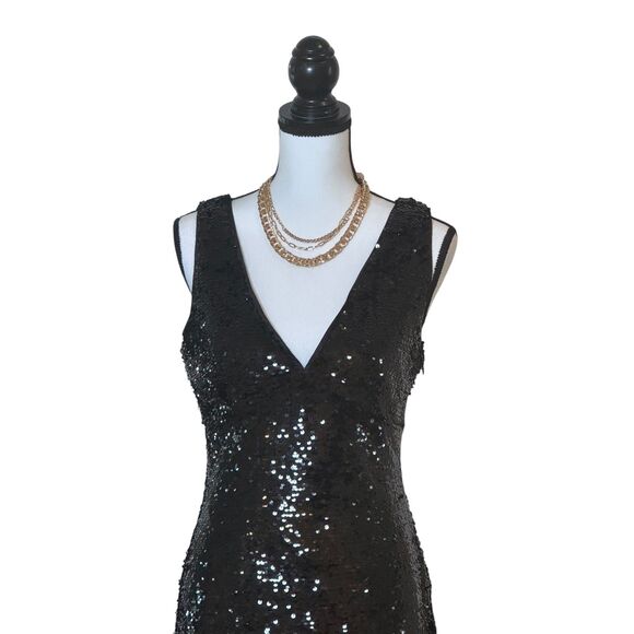 Lulus Shimmering Nights Black Sequin Sleevless Midi Dress- M - Picture 6 of 8